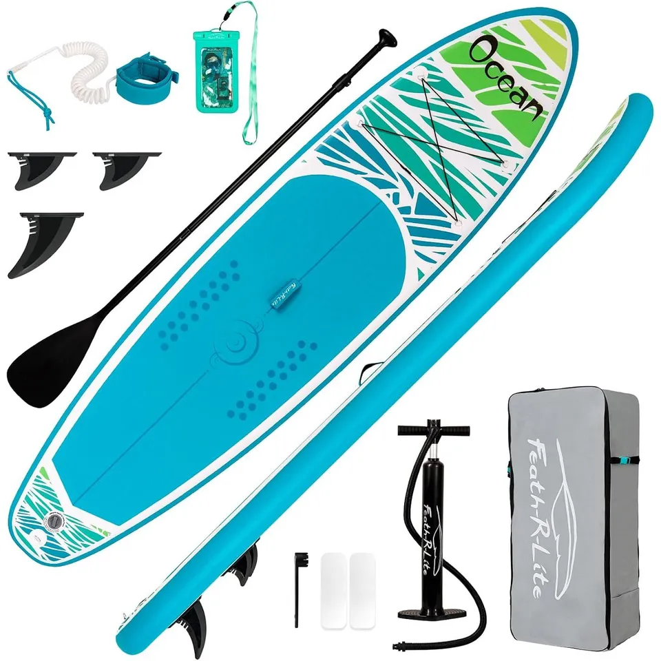 BOXED FEATH-R-LITE INFLATABLE STAND UP PADDLE BOARD ACCESSORIES MAY BE MISSING