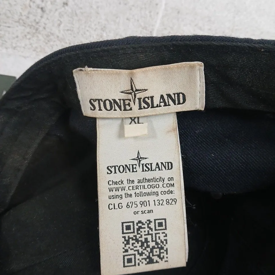 STONE ISLAND CAP – BLACK BASEBALL HAT, SIZE XL