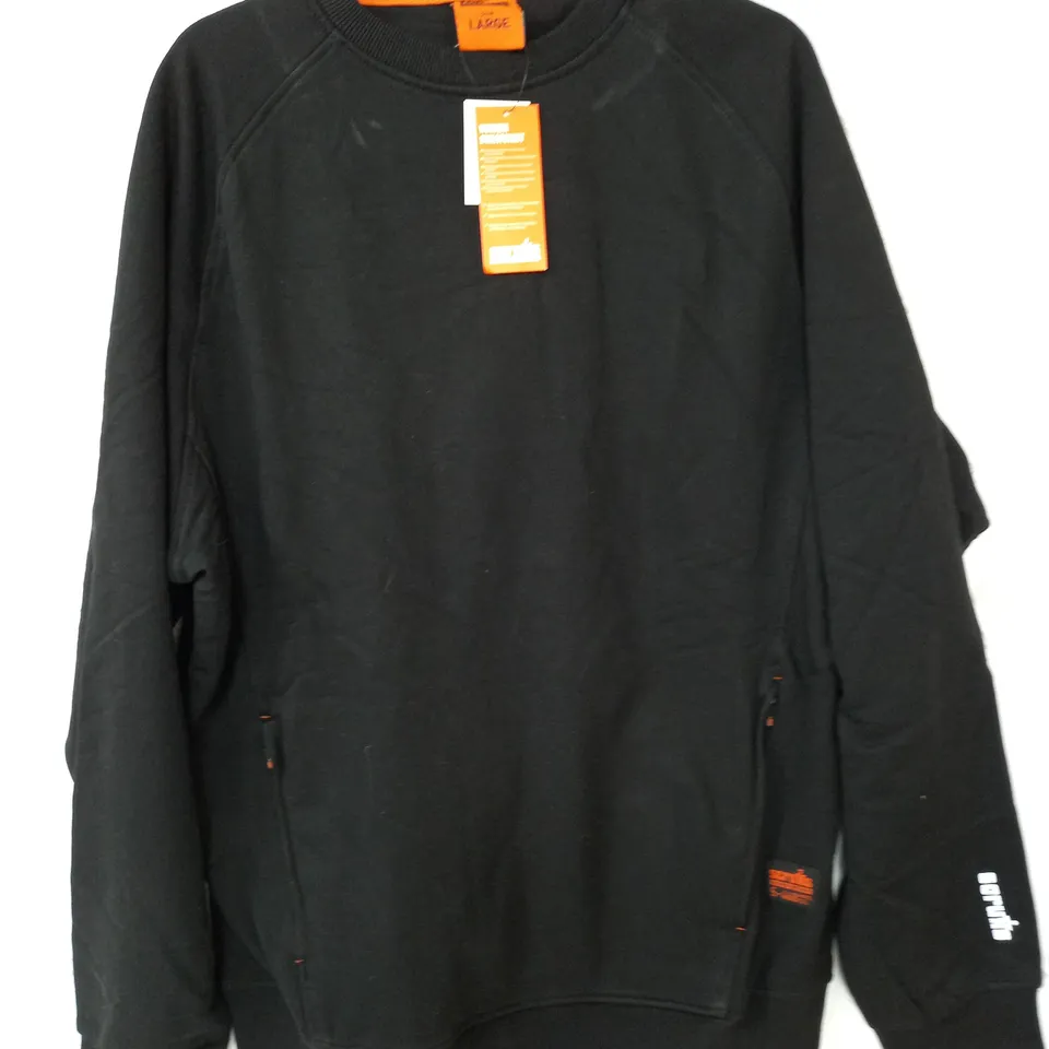 SCRUFFS WORKER SWEATSHIRT IN BLACK - LARGE