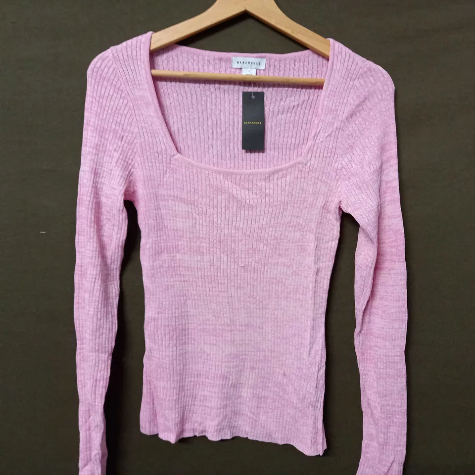 WAREHOUSE SQUARE NECK SPECKLE JUMPER IN PINK - SMALL
