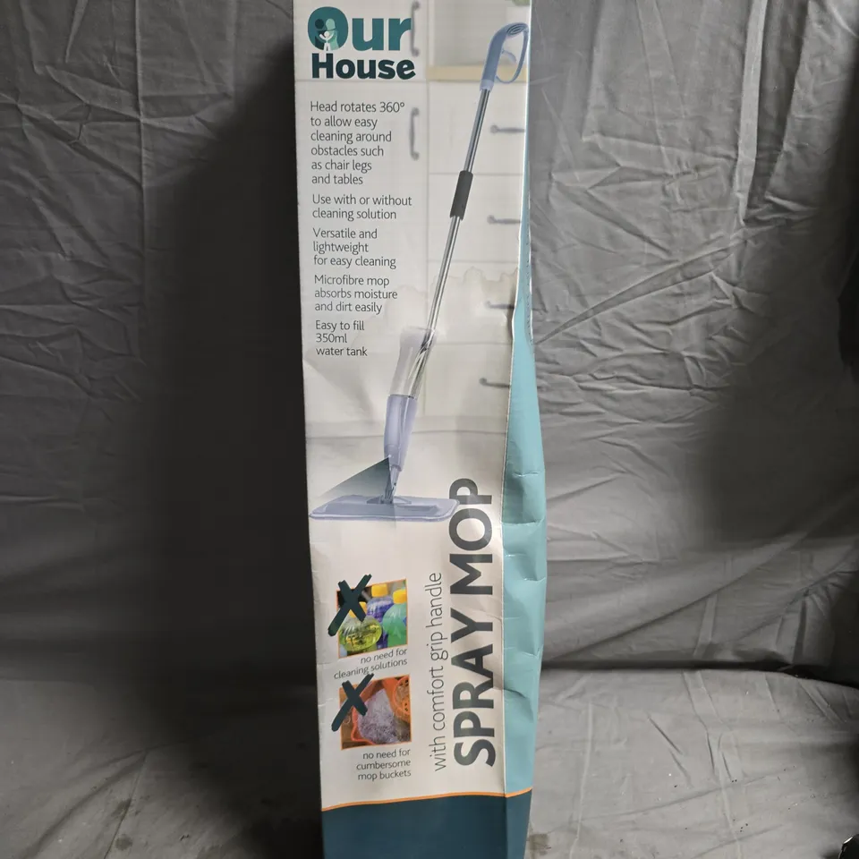 OUR HOUSE SPRAY MOP – BOXED WITH 360° ROTATING HEAD