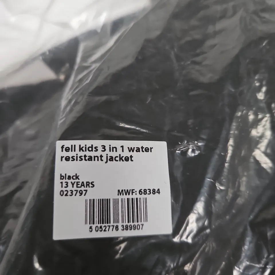 MOUNTAIN WAREHOUSE KIDS' 3-IN-1 WATER-RESISTANT JACKET, BLACK, AGE 13 YEARS