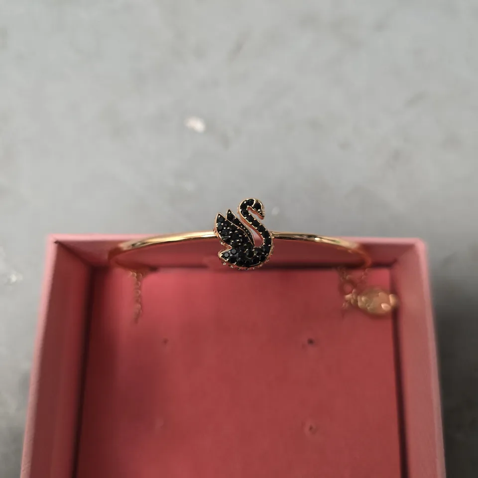BOXED SWAROVSKI GOLDEN BLACK SWAN BANGLE 