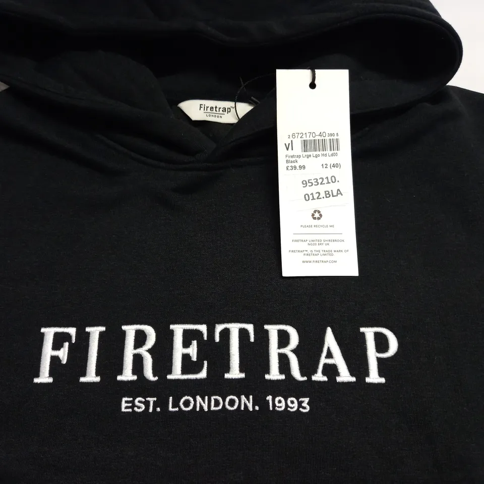FIRETRAP LARGE LOGO HOODIE IN BLACK - 12