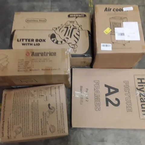 PALLET CONTAINING ASSORTED HOUSEHOLD PRODUCTS INCLUDING LITTER BOX WITH LID, AIR COOLER, A2 PICTURE FRAME, SELF-INFLATING SLEEPING PAD & NEST OF TABLES