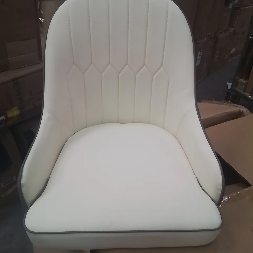 BOXED SET OF 2 ALFYE UPHOLSTERED DINING/SIDE CHAIRS IN WHITE & GREY