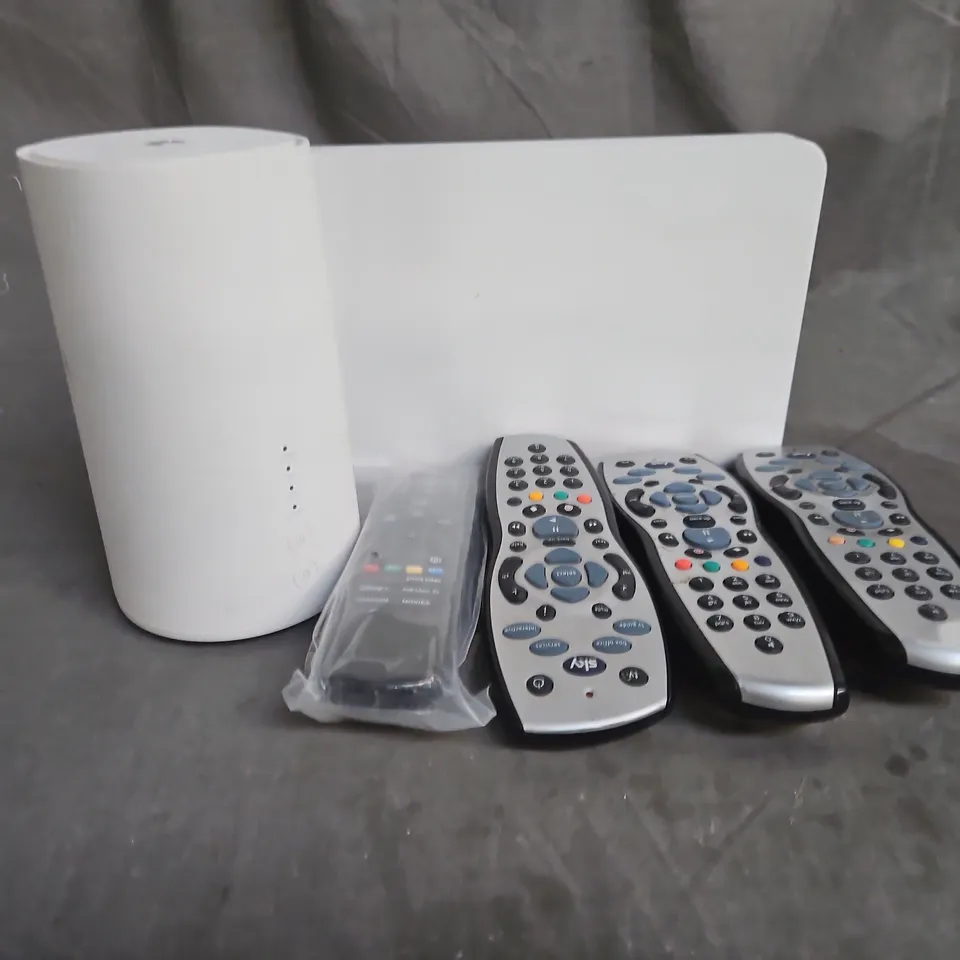 APPROXIMATELY 8 ASSORTED ELECTRICAL PRODUCTS TO INCLUDE PLUGS , EE BOXES AND SKY REMOTES , ETC 