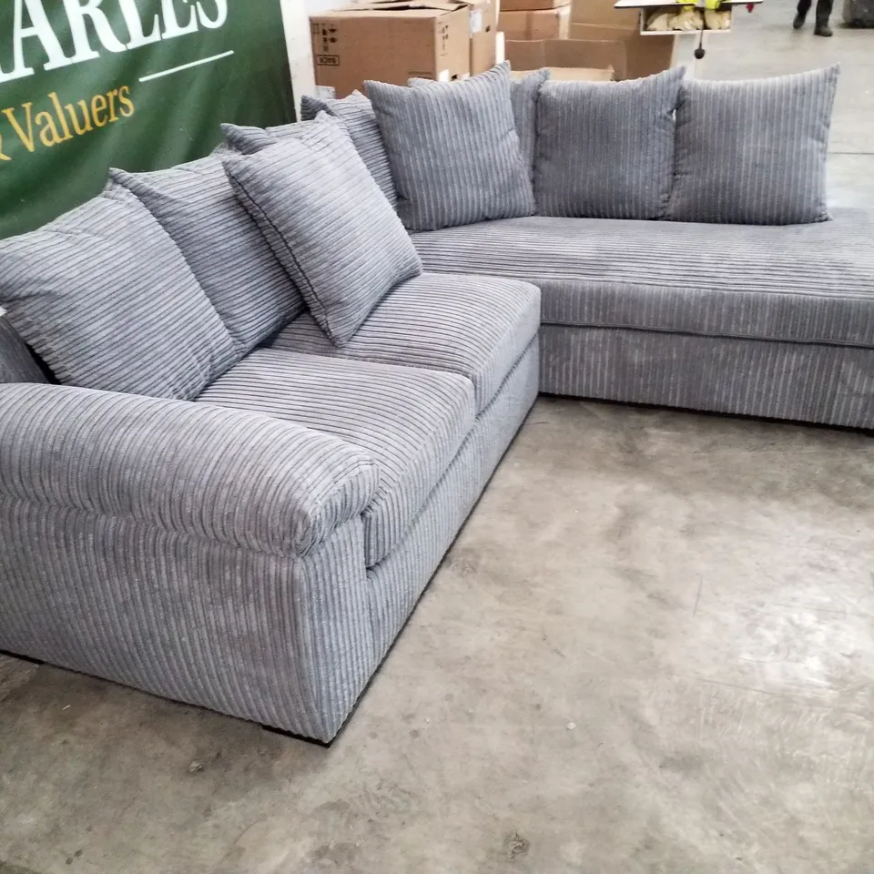 QUALITY DESIGNER AMALFI SCATTERBACK RH CORNER CHAISE - CHARCOAL CORDUROY FABRIC