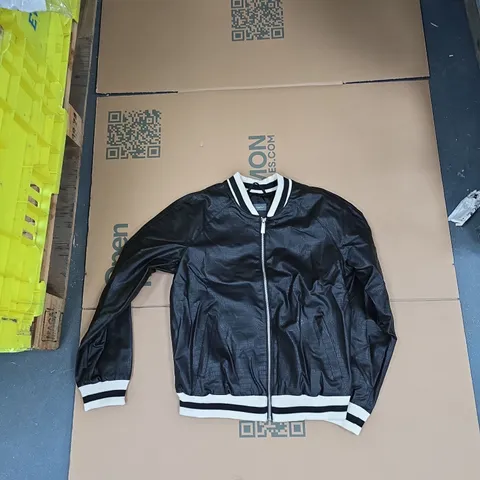 BLACK CROCODILE-EMBOSSED BOMBER JACKET, WOMEN'S UK 14 (US 10) – RUTH LANGSFORD