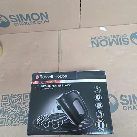 RUSSELL HOBBS DESIRE MATTE BLACK HAND MIXER β BOXED