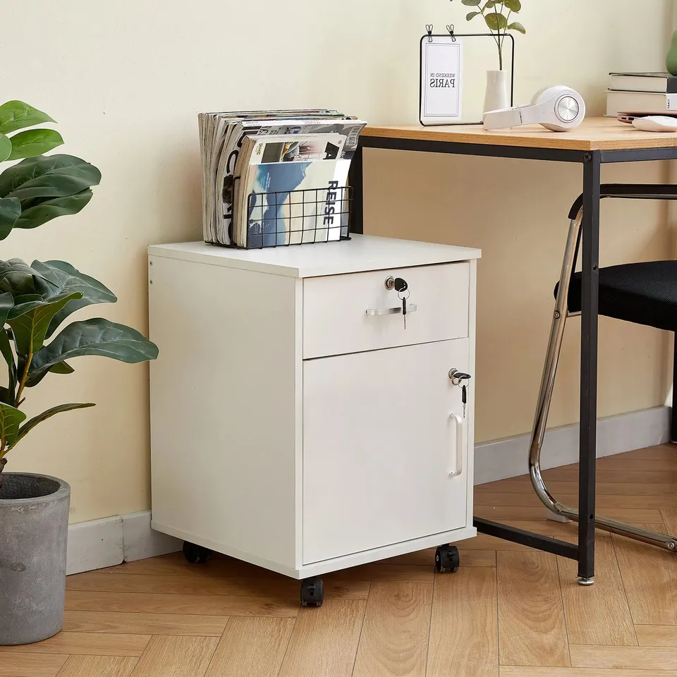 BOXED EDENE MOBILE FILING CABINET [1-DRAWER 1-DOOR]