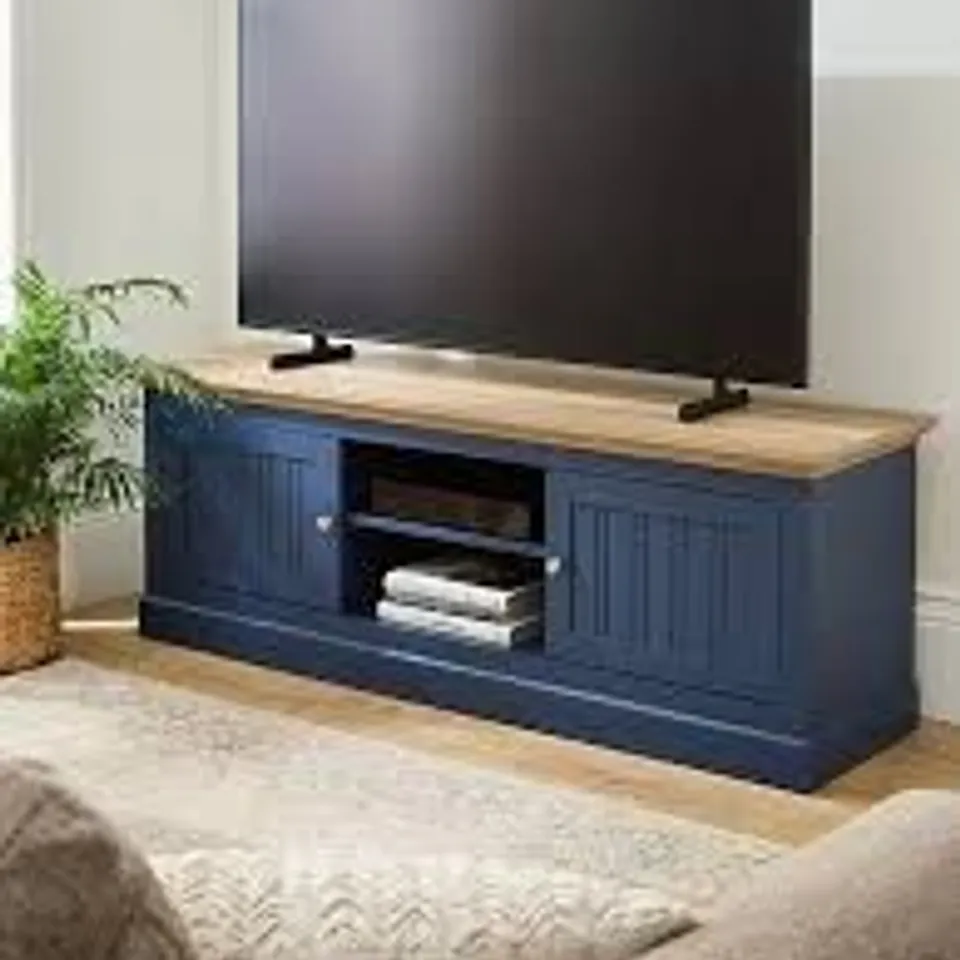 BOXED HITCHIN TV UNIT - BLUE/OAK (1 BOX)