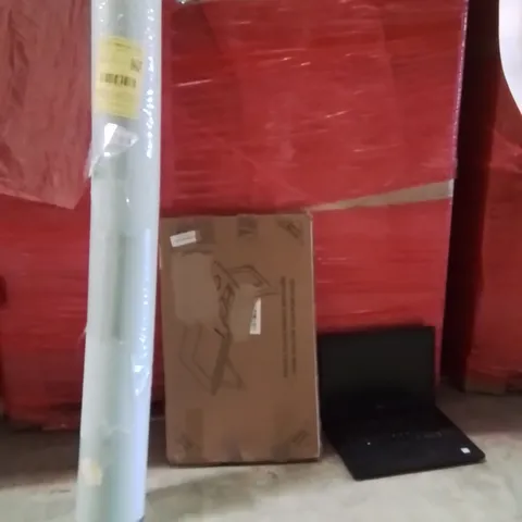 PALLET OF ASSORTED HOUSEHOLD GOODS AND PRODUCTS TO INCLUDE;COMPUTER DESK,DELL LAPTOP GYM MAT 