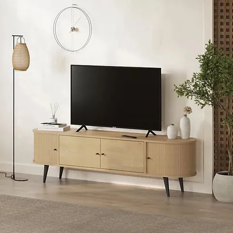 BOXED DECORTIE MODERN GENTLE TV STAND - SAPPHIRE OAK (2 BOXES)