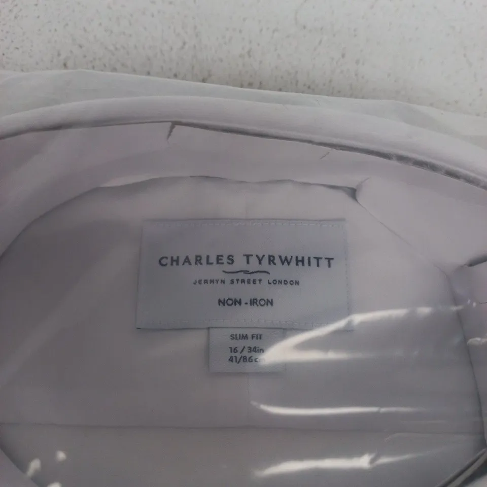 CHARLES TYRWHITT WHITE NON-IRON SLIM FIT SHIRT – UK 16 NECK, 34IN SLEEVE