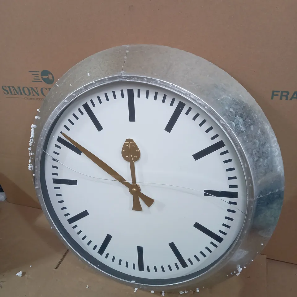 LARGE OUTDOOR GALVANISED STEEL CLOCK - WHITE FACE