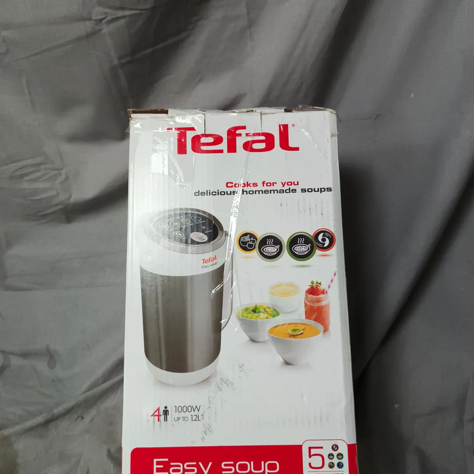 TEFAL EASY SOUP 1000W SOUP MAKER – STAINLESS STEEL & WHITE, UP TO 12L, 5 AUTO PROGRAMS (BOXED)