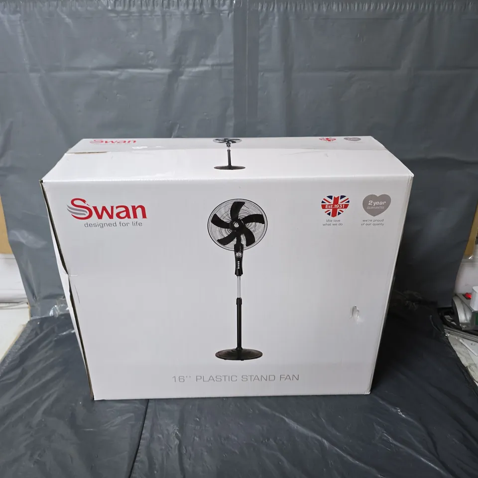 BOXED SWAN FREESTANDING STAND FAN