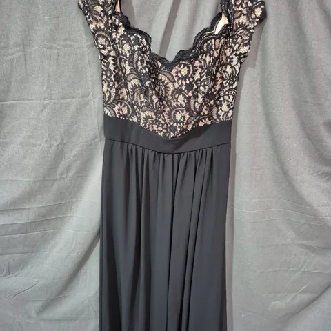 JS BOUTIQUE NEW YORK WOMEN'S LACE BODICE EVENING GOWN - BLACK - SIZE 8