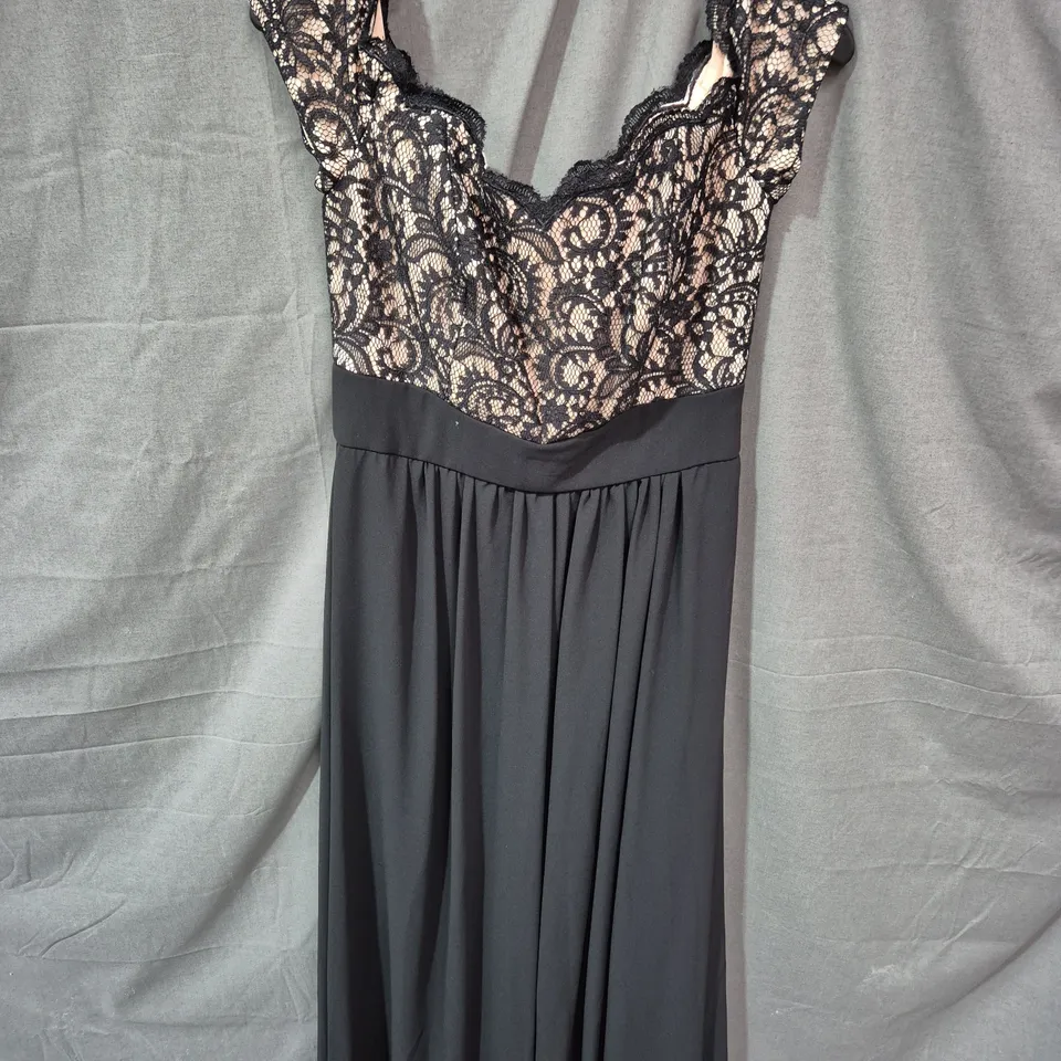 JS BOUTIQUE NEW YORK WOMEN'S LACE BODICE EVENING GOWN - BLACK - SIZE 8