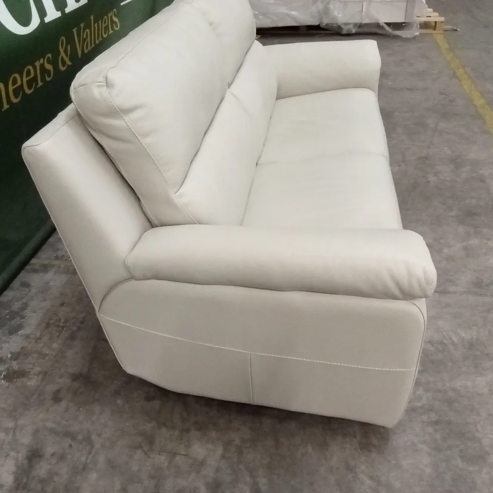 QUALITY DESIGNER ITALIAN MADE 3 SEATER LEATHER SOFA - SAND