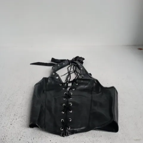 WOMEN'S BLACK LACE-UP CORSET TOP β FAUX LEATHER - SIZE S