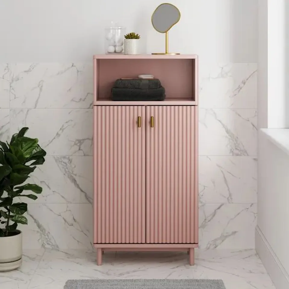 BOXED ELSIE TALL BATHROOM CABINET - BLUSH (1 BOX)
