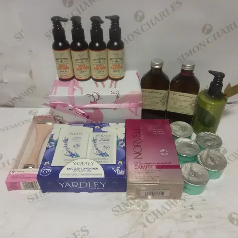LOT TO CONTAIN APPROX. 20 X ASSORTED BEAUTY PRODUCTS, INCLUDES MEN'S SHAVING GEL, CRYO ROLLER, HAND & BODY SOAP ETC