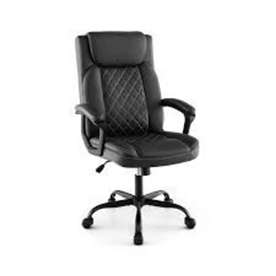 BOXED COSTWAY BLACK PADDED ARMRESTS SWIVEL OFFICE CHAIR - BLACK