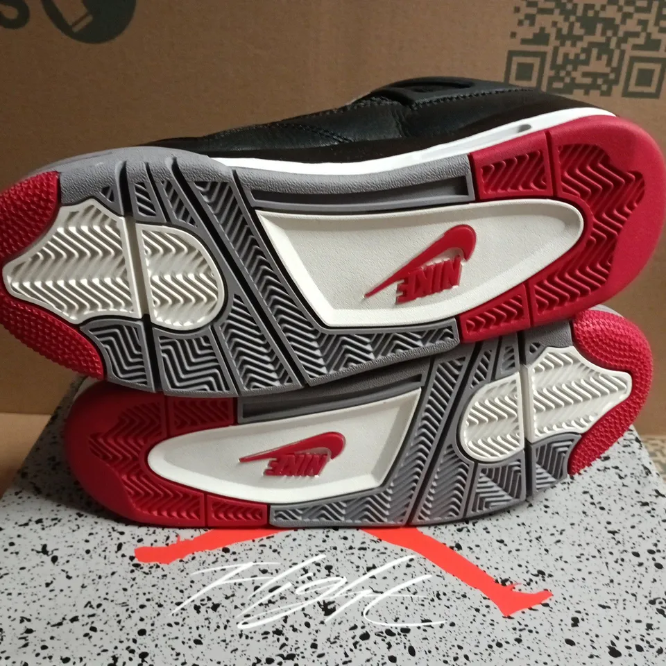 NIKE AIR JORDAN 4 RETRO BLACK/FIRE RED-CEMENT GREY – UK 5.5