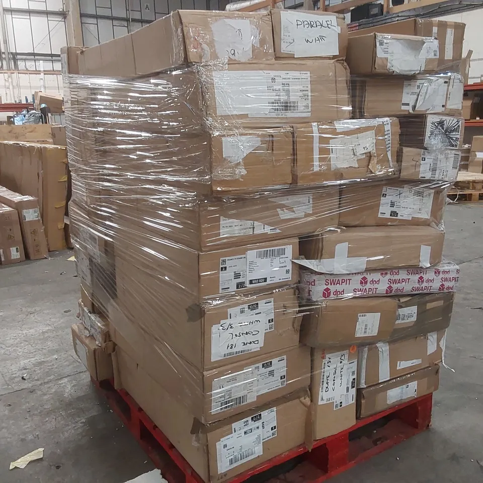 PALLET CONTAINING A LARGE QUANTITY OF ASSORTED DESIGNER FURNITURE PARTS