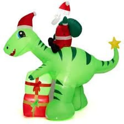 BOXED 247 CM LIGHTED SANTA CLAUS DINOSAUR DECORATION WITH GIFT BOXES