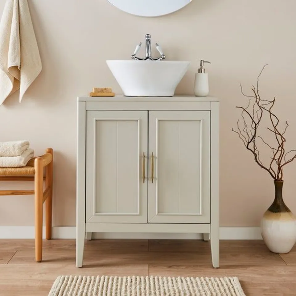 BOXED CELINE SINGLE VANITY UNIT - MDF & RUBBER WOOD (1 BOX)