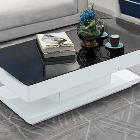 BOXED HIGH GLOSS COFFEE TABLE - WHITE (2 BOXES)