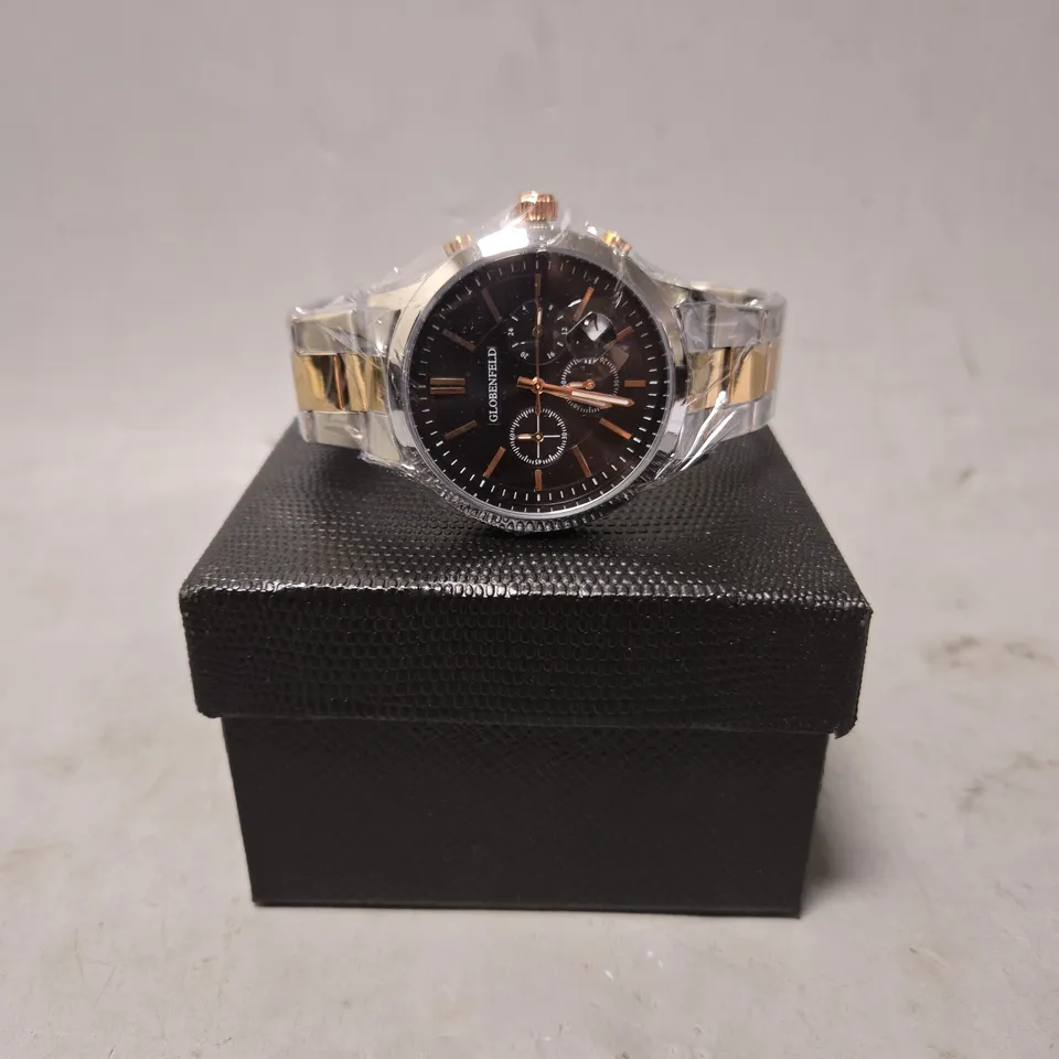 BOXED GLOBENFELD MARKSMAN WATCH IN SILVER ROSE BLACK
