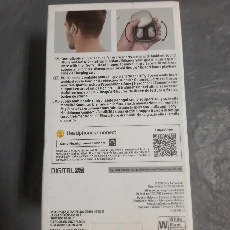SONY SPORTS WIRELESS BLUETOOTH HEADPHONES WF-SP700N