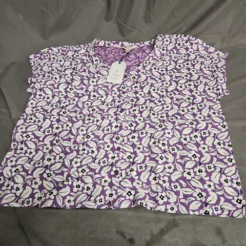 SEASALT CORNWALL STUDIO GLASS TOP IN WINSOME FLORAL PANSY SIZE 18