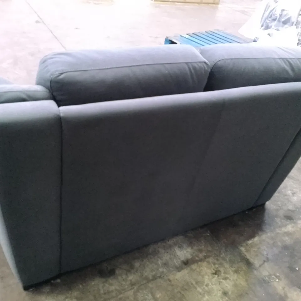QUALITY ITALIAN DESIGNER DEGANO 2 SEATER - GREY/BLUE NAVY FABRIC
