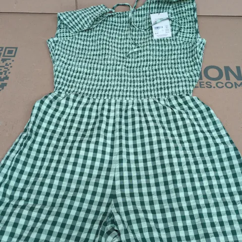 NOBODY'S CHILD RUTH JUMPSUIT GREEN CHECK PATTERN SIZE 10