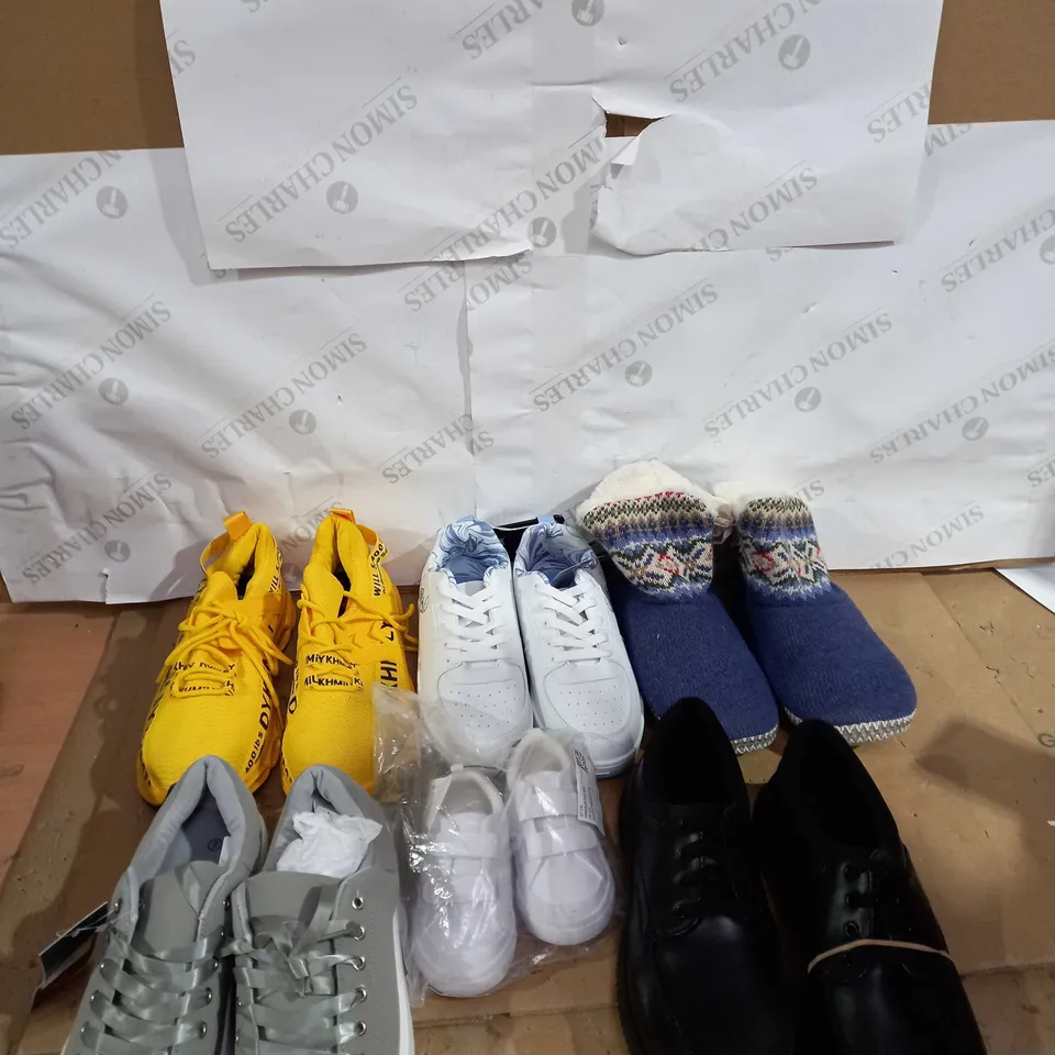 MEDIUM BOX OF SHOES IN VARIOUS SIZES TO INCUDE COTTON TRADERS, DISNEY AND CLARKS