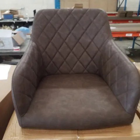 BOXED MOREE FAUX LEATHER SWIVEL DINING CHAIR - BROWN