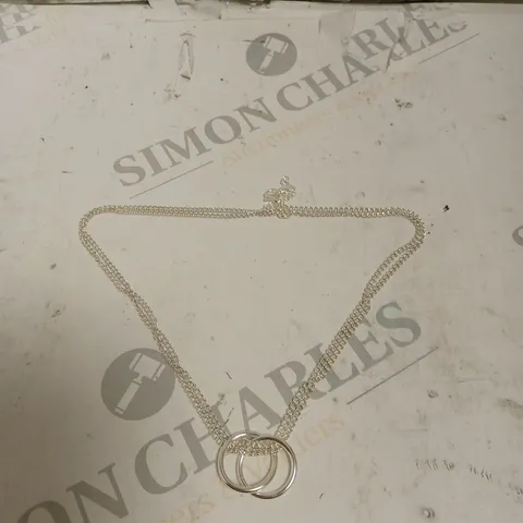 FAITH AND BROWN ITALIAN CRAFTED 2 RINGS CURB CHAIN NECKLACE IN STERLING SILVER 16” + 2”
