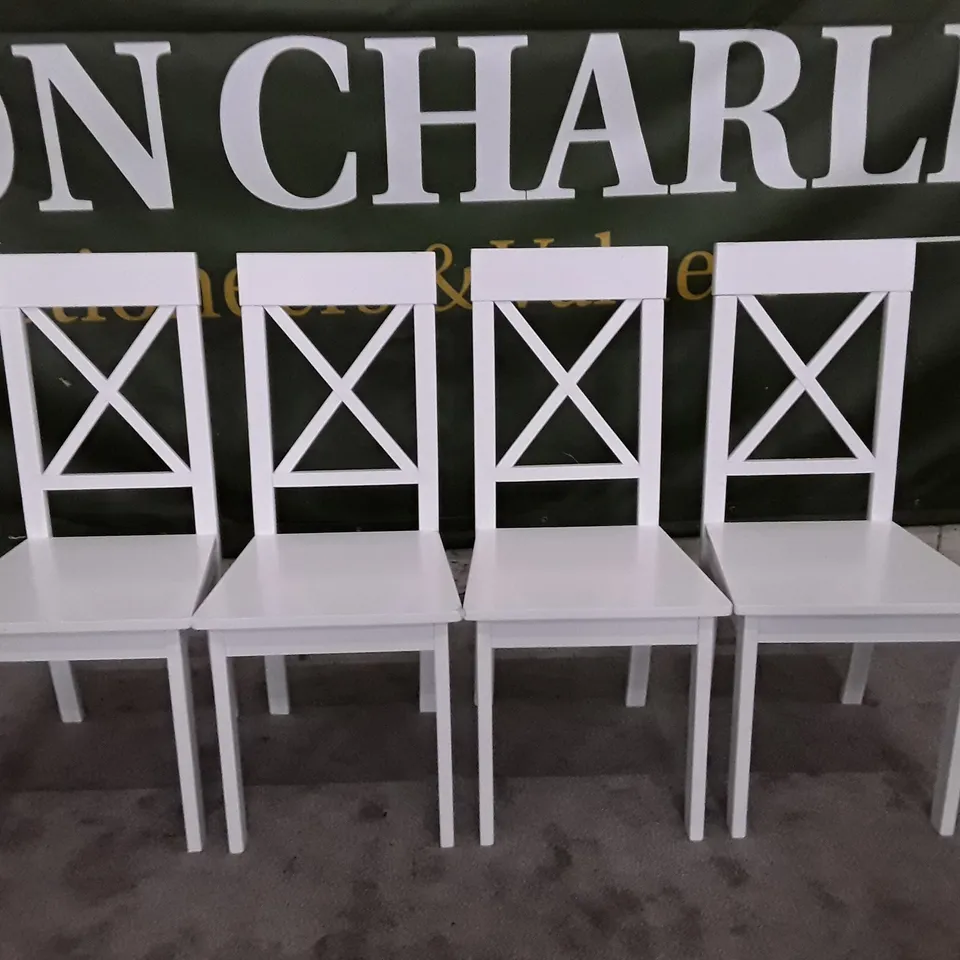 SET OF 4 KENDAL WHITE DINING CHAIRS