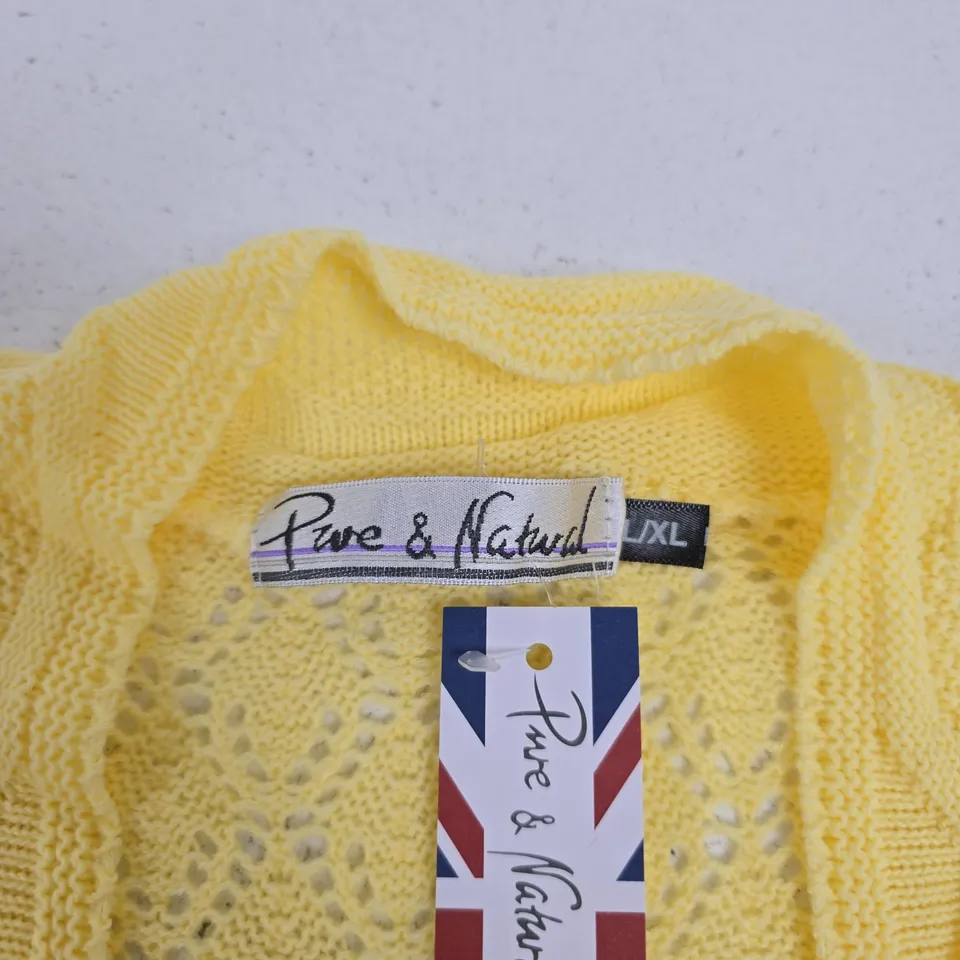 PURE & NATURAL YELLOW KNIT CARDIGAN, WOMEN'S XL