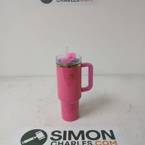 STANLEY PINK TRAVEL MUG WITH CLEAR LID AND STRAW