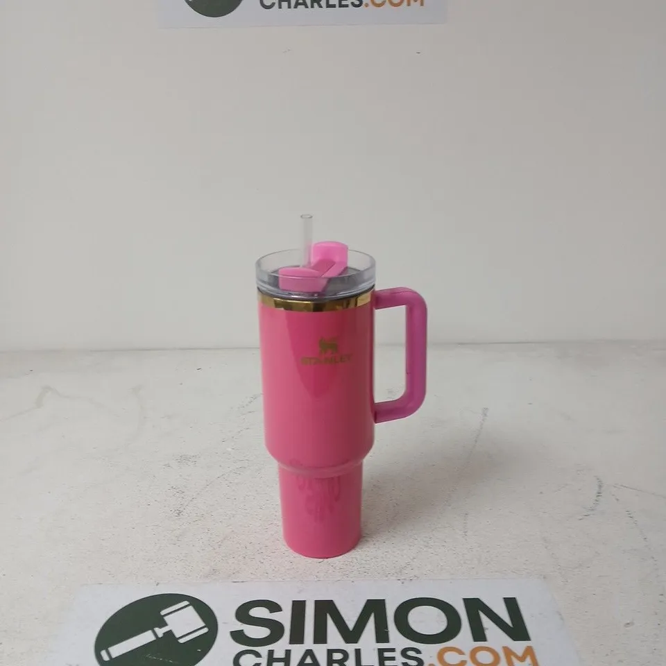STANLEY PINK TRAVEL MUG WITH CLEAR LID AND STRAW