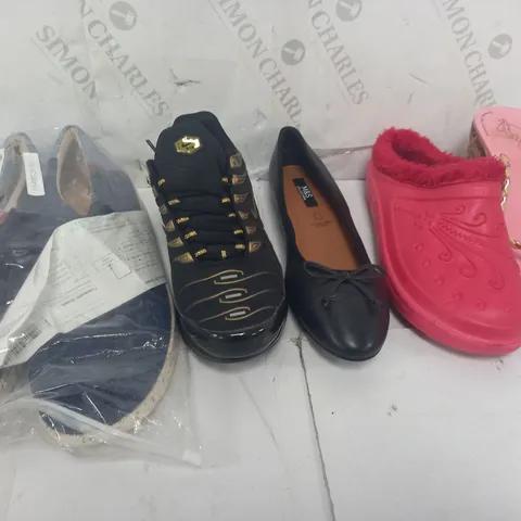 APPROXIMATELY 15 ASSORTED FOOTWEAR RELATED ITEMS IN VARYING STYLE/SIZE/COLOUR TO INCLUDE: TRAINERS, HEELS, SLIP ONS, ETC