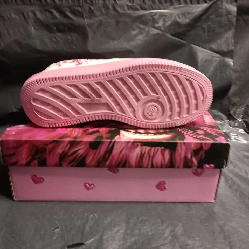 KOI WHITE TRAINERS WITH PINK SOLE AND CHERRY BLOSSOM DESIGN SIZE 6