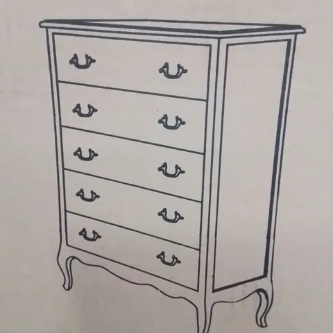 BRAND NEW HOMESDIRECT365 STYLISH ANTIQUE STYLE 5 DRAWER BEDROOM CHEST OF DRAWERS