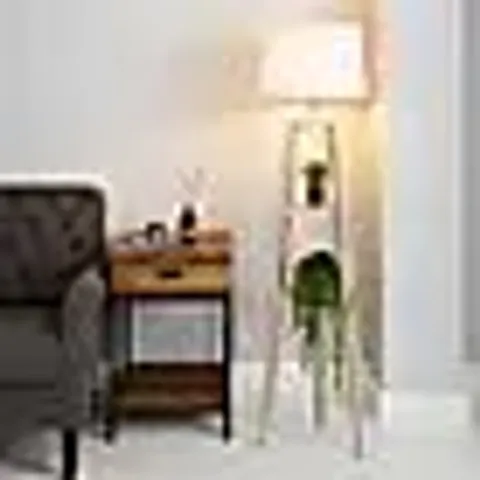 BOXED BEAUMONT PLANT STAND WOODEN FLOOR LAMP